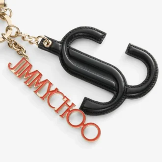 Jc マルチチャーム ブラック＆オレンジ カーフレザー スターロゴ バッグチャーム