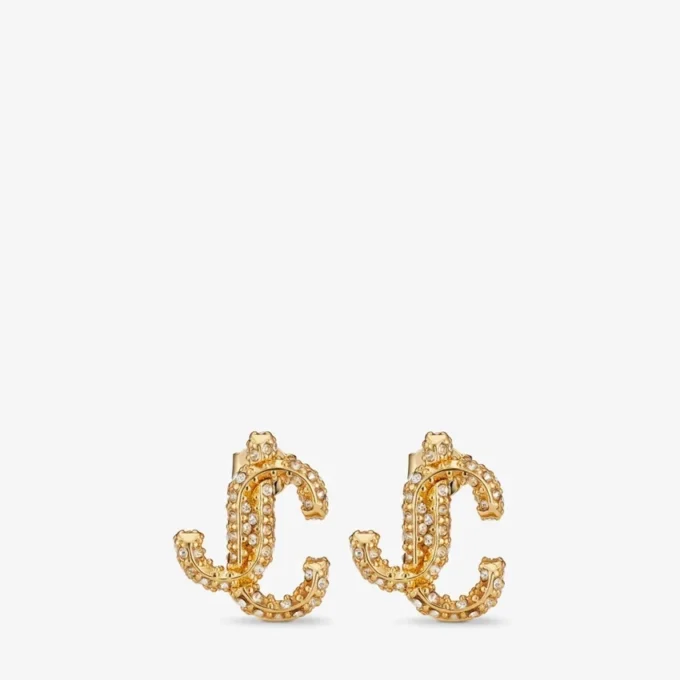 JCスタッド ゴールド仕上げメタル JCスタッドピアス（スワロフスキークリスタル付き）