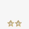 JCスタースタッド ゴールド仕上げメタル製 スワロフスキークリスタル付きJCスタースタッドピアス
