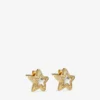 JCスタースタッド ゴールド仕上げメタル製 スワロフスキークリスタル付きJCスタースタッドピアス