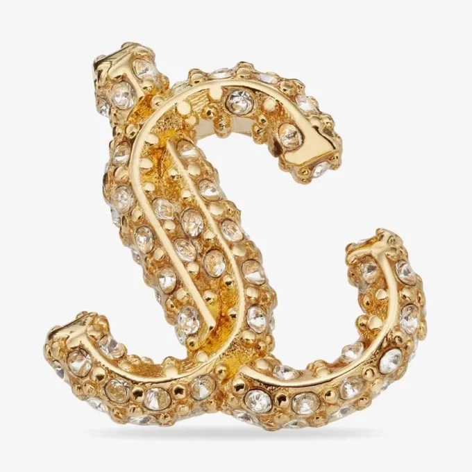 JCスタッド ゴールド仕上げメタル JCスタッドピアス（スワロフスキークリスタル付き）
