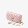 チェーン付きカーブウォレット ローズキルティング クリスタルJCバー付きjimmy choo レースウォレットチェーン