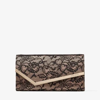 エミー ブラック＆バレエピンク jimmy choo レースクラッチバッグ