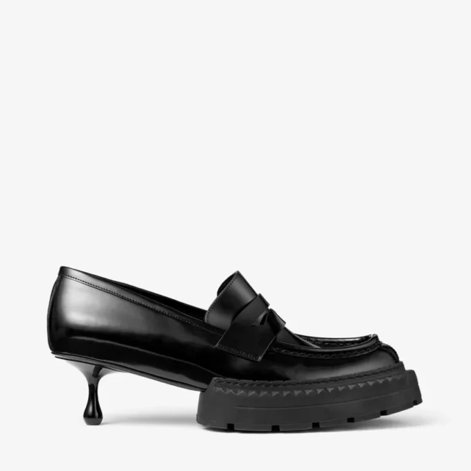jimmy choo ノワール ケイ・ニノミヤ マキシローファー  ブラック ポリッシュカーフレザー ローファー