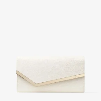 エミー アイボリー jimmy choo レース クラッチバッグ