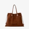ドローストリング トート ラージ タン スエード＆スムースカーフレザー トートバッグ（jimmy choo ロゴ入り）