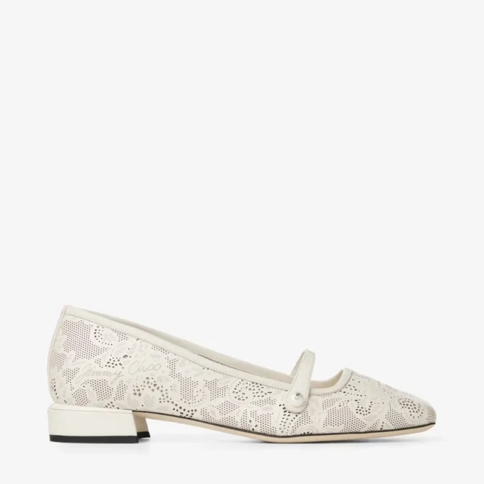 エリサ・バレリーナ・ラテ jimmy choo パーフォレーテッド・ナッパ・レース・バレリーナ・パンプス