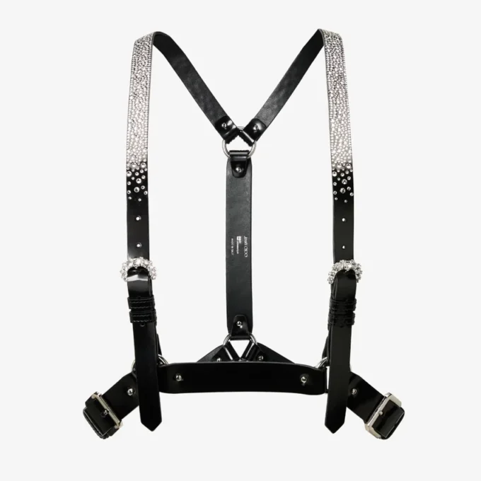 jimmy choo ノワール ケイ・ニノミヤ クリスタル ハーネス ブラック 光沢レザー ハーネス（クリスタルホットフィックス装飾）