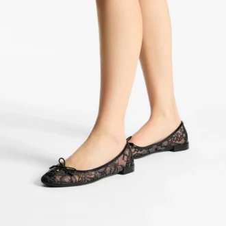 スカーレット・バレリーナ ブラック jimmy choo レースアップ・バレリーナ・フラット