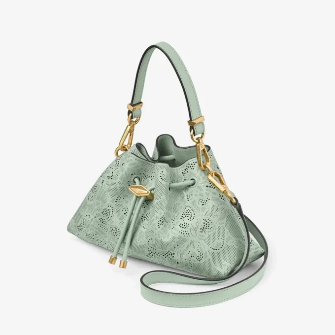 シンチ・スモール・ヴェルデジミー・jimmy choo パーフォレーテッドレザー レース ショルダーバッグ