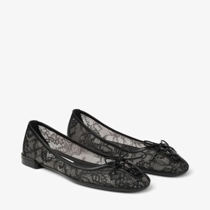 スカーレット・バレリーナ ブラック jimmy choo レースアップ・バレリーナ・フラット