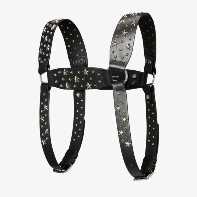 jimmy choo ノワール ケイ・ニノミヤ オールスターズ ハーネス ブラック スムースカーフレザー ハーネス（メタル製マルチスター装飾付き）