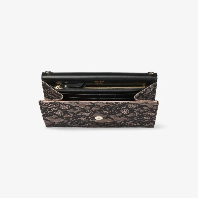 エミー ブラック＆バレエピンク jimmy choo レースクラッチバッグ