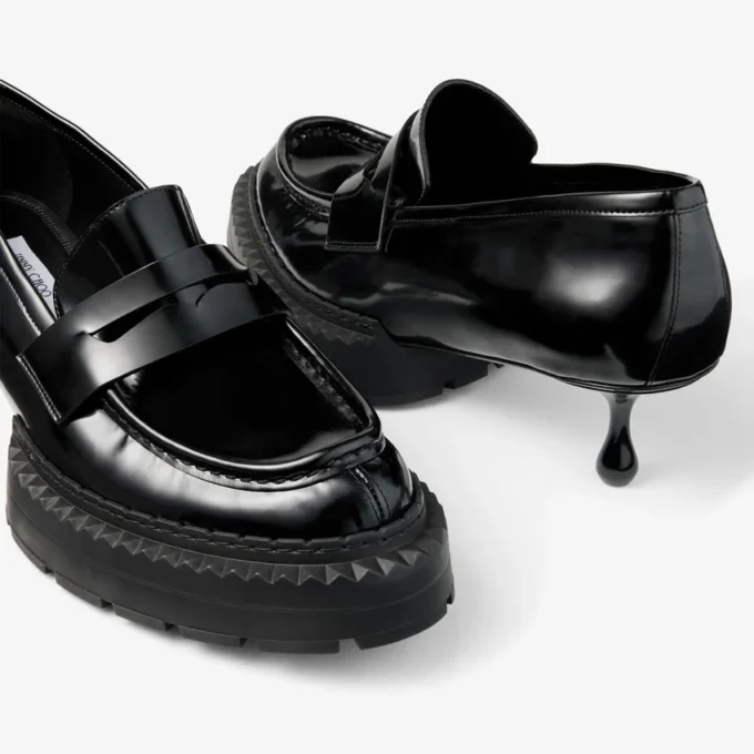 jimmy choo ノワール ケイ・ニノミヤ マキシローファー  ブラック ポリッシュカーフレザー ローファー