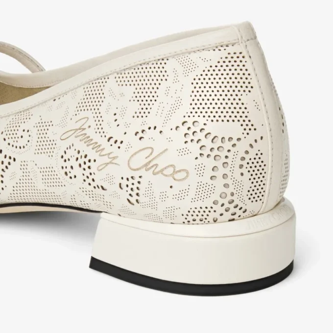 エリサ・バレリーナ・ラテ jimmy choo パーフォレーテッド・ナッパ・レース・バレリーナ・パンプス