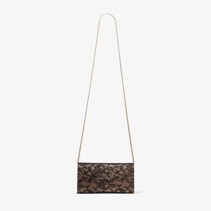 エミー ブラック＆バレエピンク jimmy choo レースクラッチバッグ