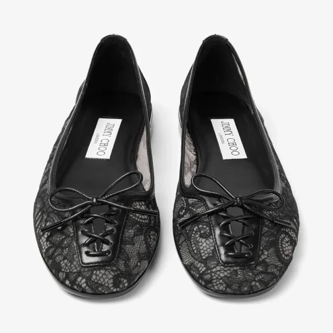 スカーレット・バレリーナ ブラック jimmy choo レースアップ・バレリーナ・フラット