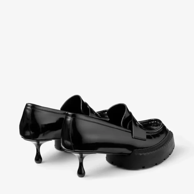 jimmy choo ノワール ケイ・ニノミヤ マキシローファー  ブラック ポリッシュカーフレザー ローファー