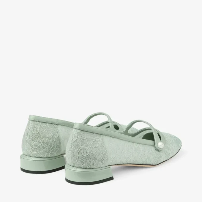 エリサ・バレリーナ・ヴェルデ jimmy choo レース＆スパッツォラート バレリーナパンプス