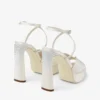 Karli Platform 125 アイボリー サテン クリスタル プラットフォームサンダル