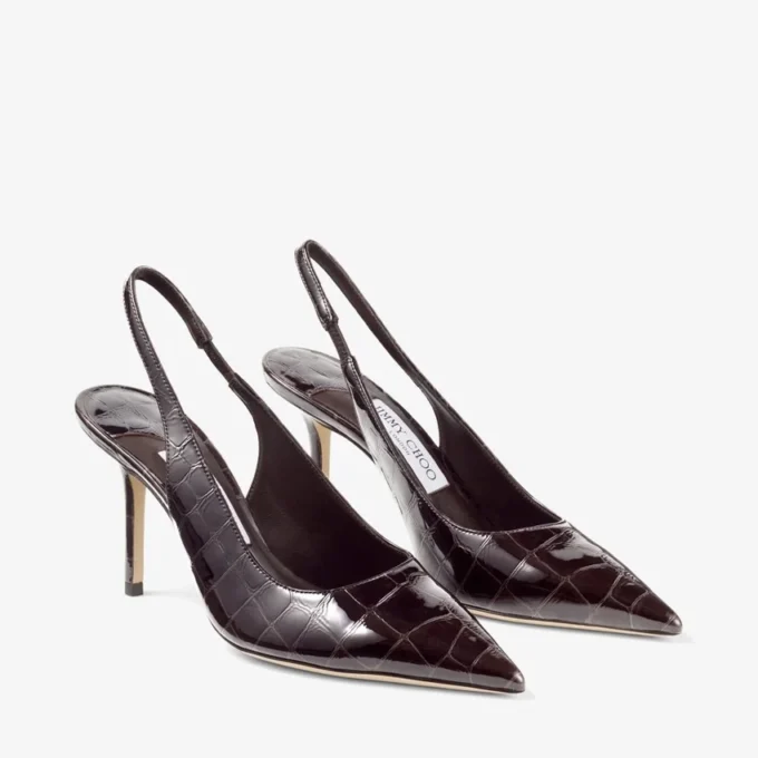 Love Sling Back 85 Sambuco シャイニークロコダイルエンボスレザー スリングバック