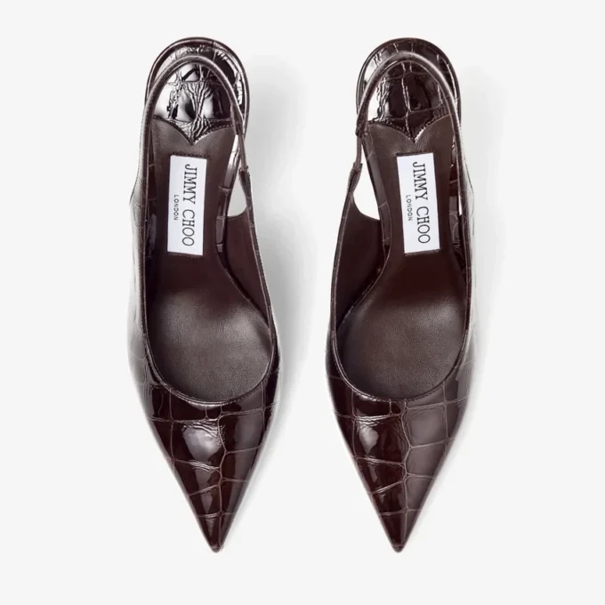 Love Sling Back 85 Sambuco シャイニークロコダイルエンボスレザー スリングバック