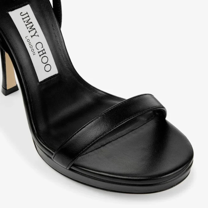Moza Platform 120 ブラック シャイニーナッパレザー サンダル