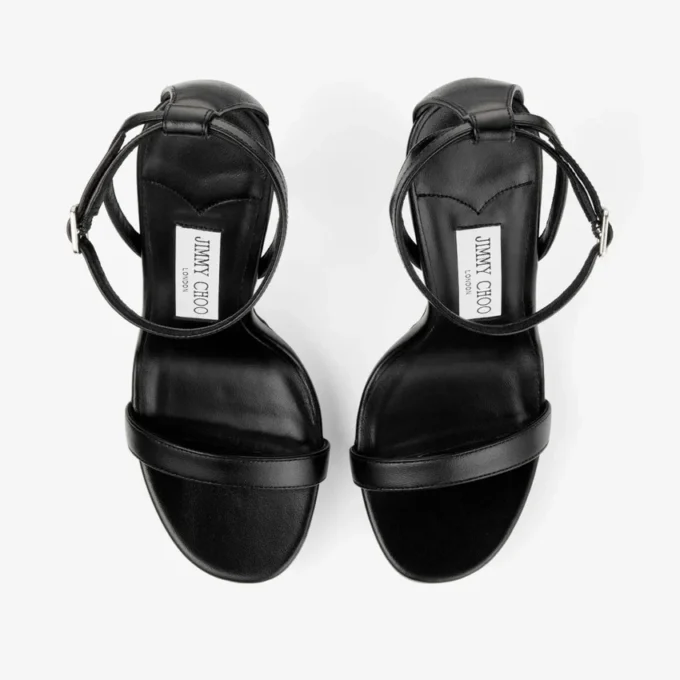 Moza Platform 120 ブラック シャイニーナッパレザー サンダル
