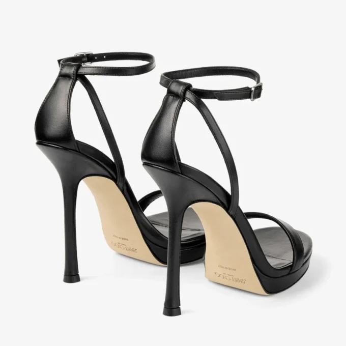 Moza Platform 120 ブラック シャイニーナッパレザー サンダル