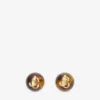 ビーズイヤリング トータスシェルとゴールド仕上げのメタル＆アクリル製スタッドイヤリング