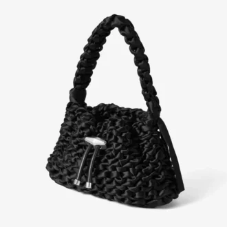 シンチ スモール ブラック ウーブンサテン ショルダーバッグ