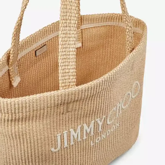 ビーチトート イースト・ウエスト ナチュラルラフィア 刺繍トートバッグ