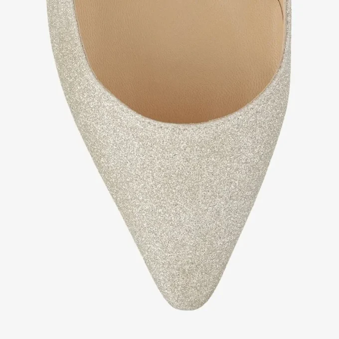 Romy 60 プラチナ アイス ダスティ グリッター ポインテッドトゥ パンプス