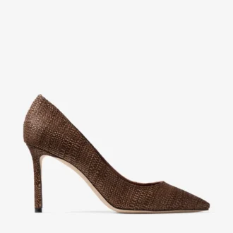 Romy 85 タン ファインラフィア パンプス