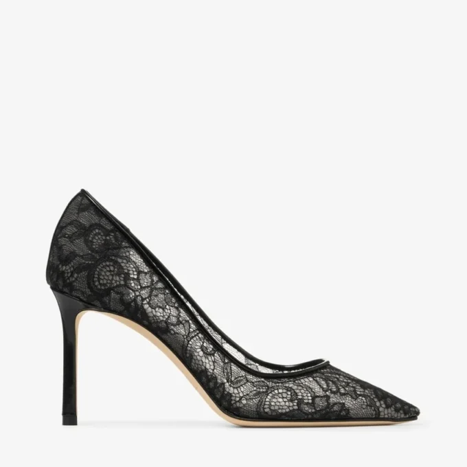 Romy 85 ブラック jimmy choo レースパンプス