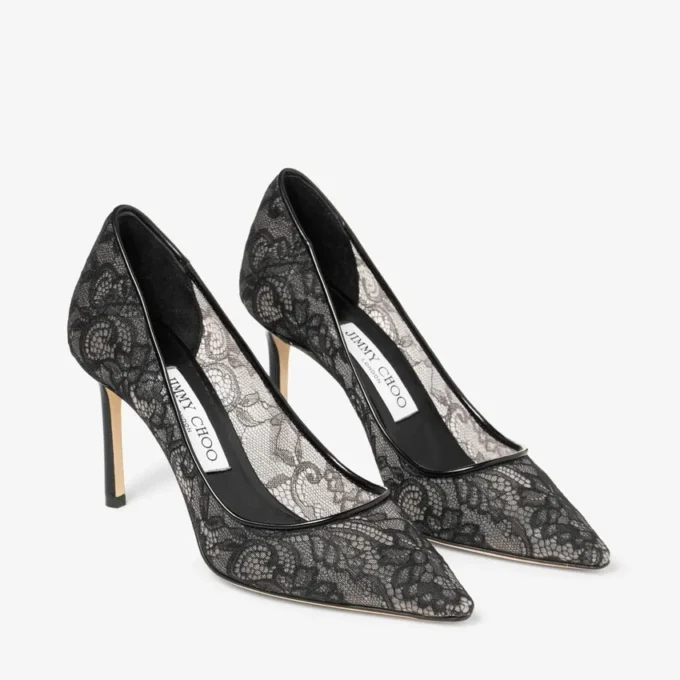Romy 85 ブラック jimmy choo レースパンプス