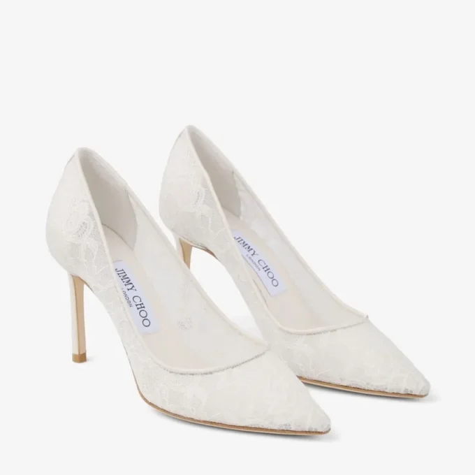 Romy 85 アイボリー jimmy choo レースパンプス