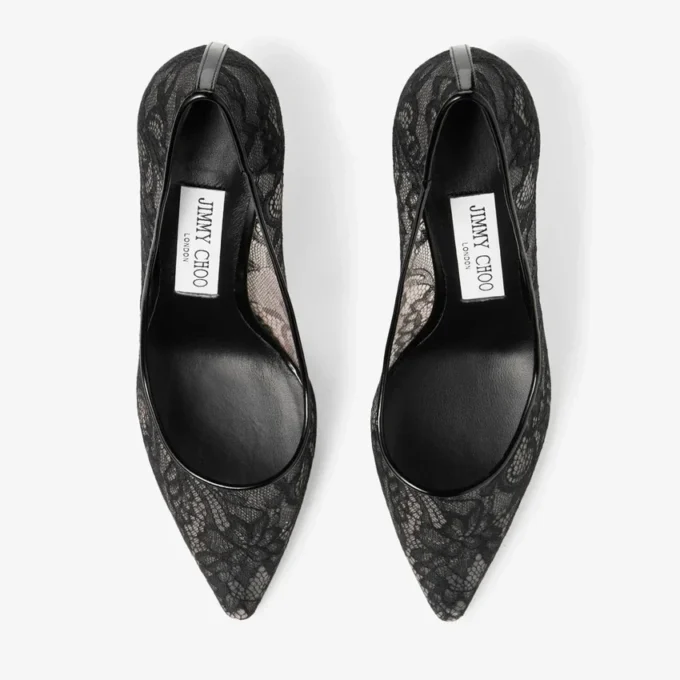 Romy 85 ブラック jimmy choo レースパンプス