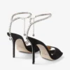 Saeda Sandal 100 ブラック スエード サンダル（クリスタル装飾付き）