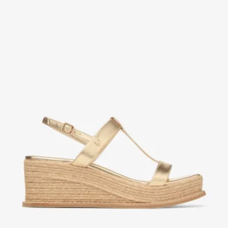 Theia ウェッジ 60 ゴールドメタリックレザー ウェッジサンダル