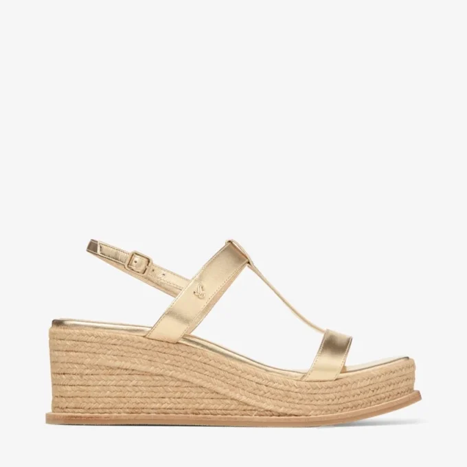 Theia ウェッジ 60 ゴールドメタリックレザー ウェッジサンダル