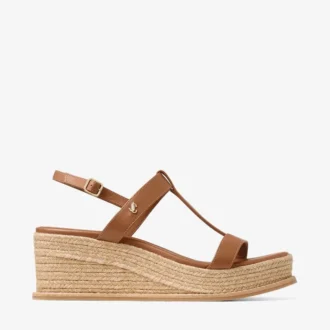 Theia ウェッジ 60 タンレザー ウェッジサンダル